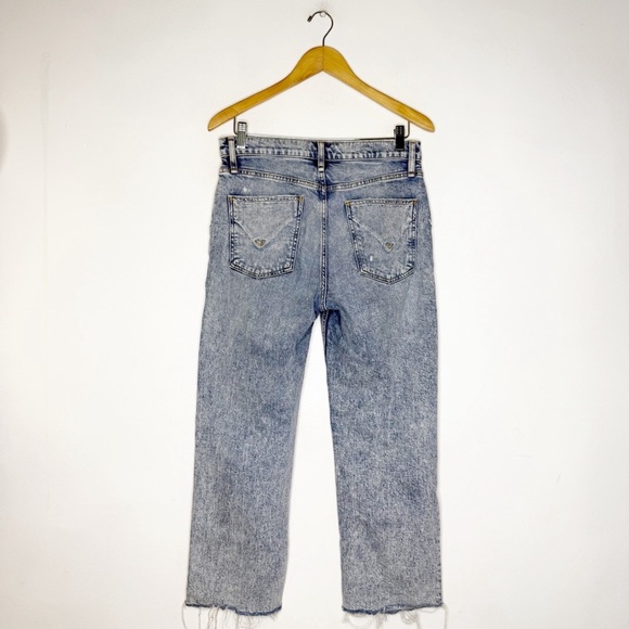 Hudson Remi Straight Leg Crop Light Blue Distressed Jeans Size 28 - Picture 3 of 8